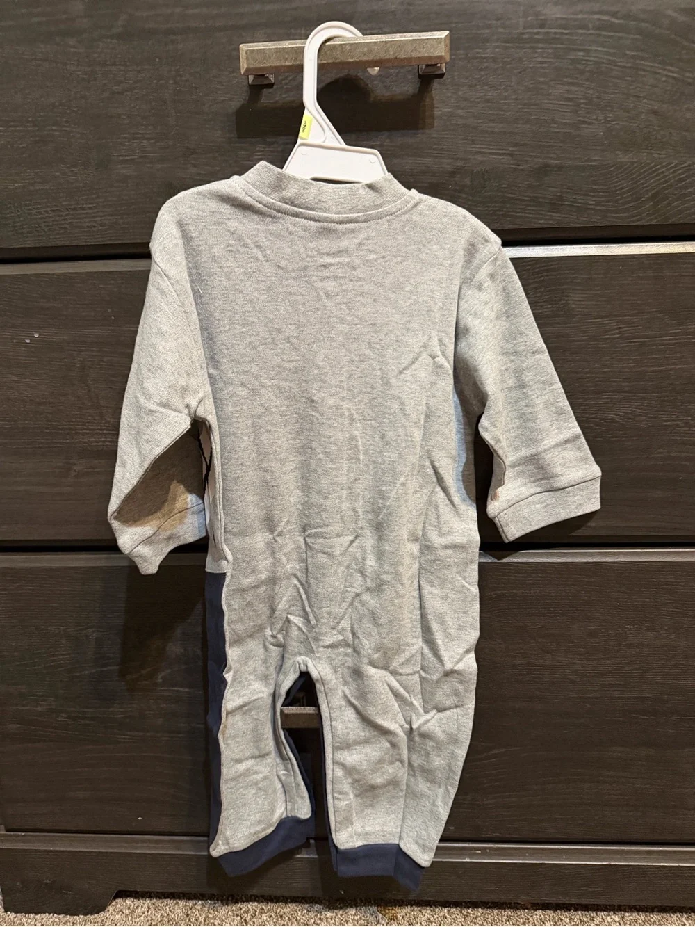 SHEIN Gray & Navy Argyle Bow One-Piece Bodysuit